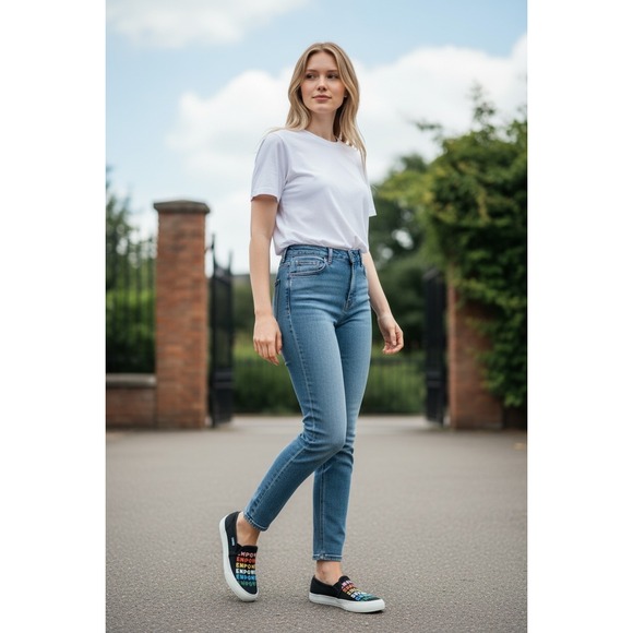 Keds Women Empower Slip On Sneakers Black Rainbow Text Print Size 7.5 statement - Picture 7 of 7